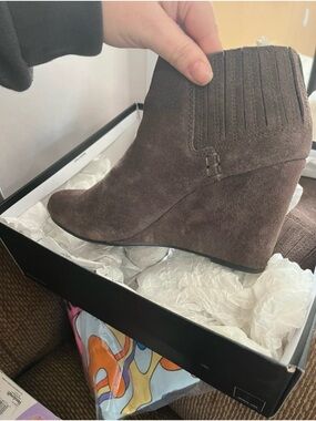 Women’s Brown Suede Wedge Ankle Boot